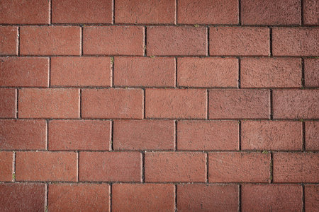 Top view red paving slabs, background.