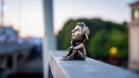 Bronze statuette of Khomlin, symbol of Kaliningrad, Russia.の写真素材