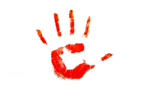 traces the imprint of palms of handsの写真素材