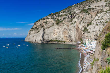 beautiful beach  on the Sorrento coast opposite the island of Capri, one of the most beautiful places in the coastの写真素材