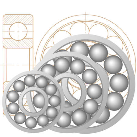 Design element of a mechanical bearing. Vector line icon template.You can use in energy, power, machine, transportationのイラスト素材