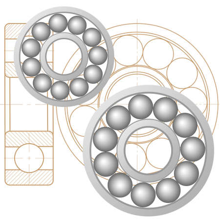 Design element of a mechanical bearing. Vector line icon template.You can use in energy, power, machine, transportationのイラスト素材