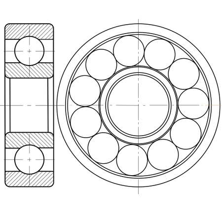 Design element of a mechanical bearing. Vector line icon template.You can use in energy, power, machine, transportationのイラスト素材