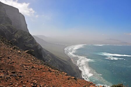 coastal landscape on spanish volcanic island Lanzaroteの写真素材