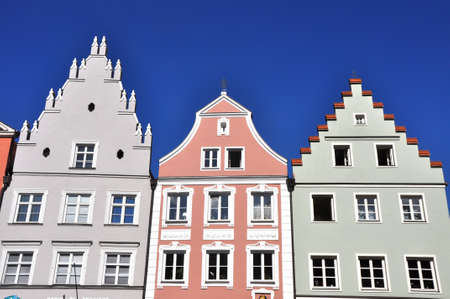 Colorful facades of houses in the old town of Riga, Latviaの写真素材