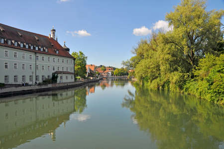 View of the river Elbe in Regensburg, Germany.の写真素材