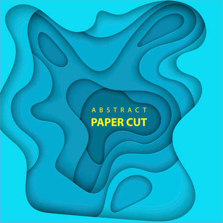 Vector background with deep blue color paper cut shapes. 3D abstract paper art style, design layout for business presentations, flyers, posters, prints, decoration, cards, brochure cover.のイラスト素材