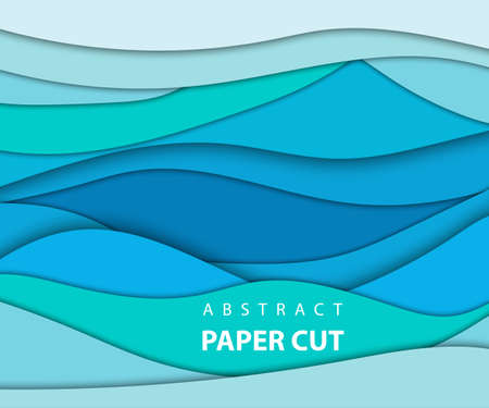 Vector background with blue color paper cut shapes. 3D abstract paper art style, design layout for business presentations, flyers, posters, prints, decoration, cards, brochure cover.のイラスト素材