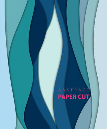 Vector background with deep blue color paper cut shapes. 3D abstract paper art style, design layout for business presentations, flyers, posters, prints, decoration, cards, brochure cover.のイラスト素材