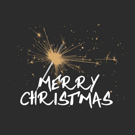 Vector engraved style illustration with typography for posters, decoration and print. Hand drawn sketch Christmas and New Year holiday on dark background. Detailed vintage etching drawing.のイラスト素材