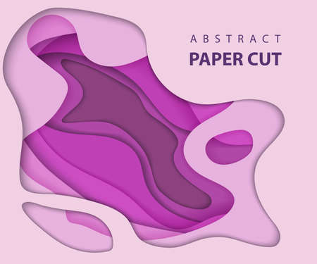 Vector background with lilac color paper cut shapes. 3D abstract paper art style, design layout for business presentations, flyers, posters, prints, decoration, cards, brochure cover.のイラスト素材