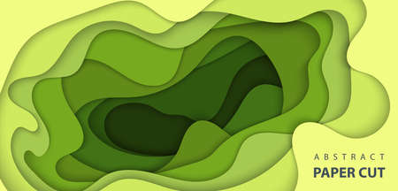 Vector background with light green color paper cut shapes. 3D abstract paper art style, design layout for business presentations, flyers, posters, prints, decoration, cards, brochure cover.のイラスト素材