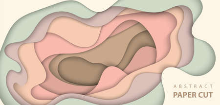 Vector background with nude pastel color paper cut shapes. 3D abstract paper art style, design layout for business presentations, flyers, posters, prints, decoration, cards, brochure cover.のイラスト素材