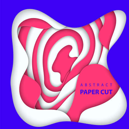 Vector background with white, red and blue colors paper cut shapes. 3D abstract paper art style, design layout for business presentations, flyers, posters, prints, decoration, cards, brochure cover.のイラスト素材