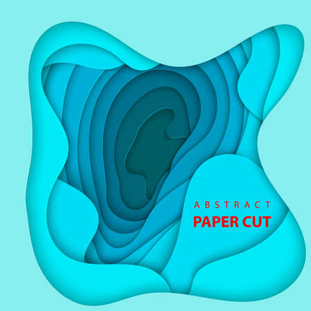 Vector background with deep blue color paper cut shapes. 3D abstract paper art style, design layout for business presentations, flyers, posters, prints, decoration, cards, brochure cover.のイラスト素材