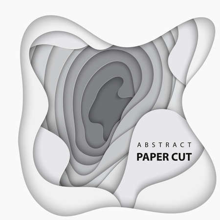 Vector background with white and gray color paper cut shapes. 3D abstract paper art style, design layout for business presentations, flyers, posters, prints, decoration, cards, brochure cover.のイラスト素材