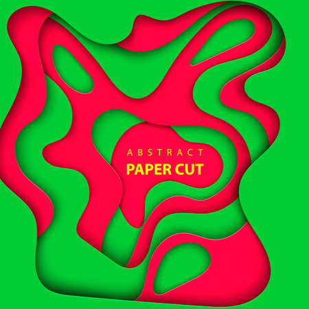 Vector background with Portuguese flag colors paper cut shapes. 3D abstract paper art style, design layout for business presentations, flyers, posters, prints, decoration, cards, brochure cover.のイラスト素材