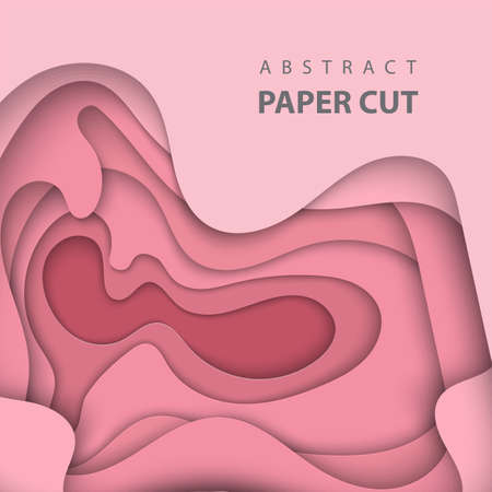 Vector background with pink and red color paper cut shapes. 3D abstract paper art style, design layout for business presentations, flyers, posters, prints, decoration, cards, brochure cover.のイラスト素材