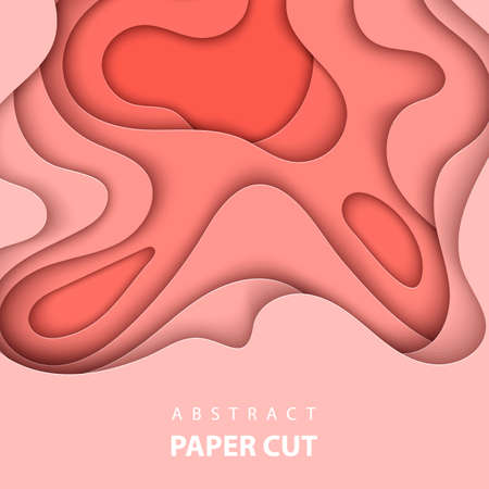 Vector background with pastel coral trend color paper cut shapes. 3D abstract paper art style, design layout for business presentations, flyers, posters, prints, decoration, cards, brochure cover.のイラスト素材