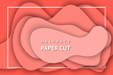 Vector background with pastel coral trend color paper cut shapes. 3D abstract paper art style, design layout for business presentations, flyers, posters, prints, decoration, cards, brochure cover.のイラスト素材