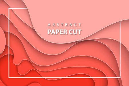 Vector background with pastel coral trend color paper cut shapes. 3D abstract paper art style, design layout for business presentations, flyers, posters, prints, decoration, cards, brochure cover.のイラスト素材