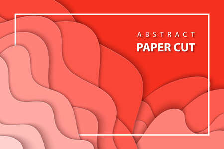 Vector background with pastel coral trend color paper cut shapes. 3D abstract paper art style, design layout for business presentations, flyers, posters, prints, decoration, cards, brochure cover.のイラスト素材