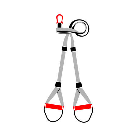 Hand drawn modern flat style vector illustration of functional fitness or gym straps isolated on white background. Design sport, gym, fitness, healthy lifestyle for logo, emblem, sign, poster.のイラスト素材