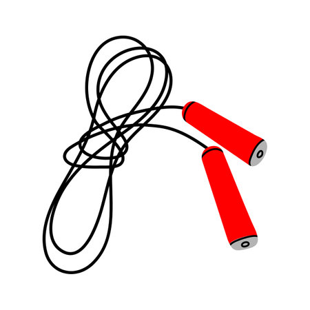 Hand drawn modern flat style vector illustration of jump rope isolated on white background. Design sport, gym, fitness, healthy lifestyle for logo, emblem, sign, poster.のイラスト素材