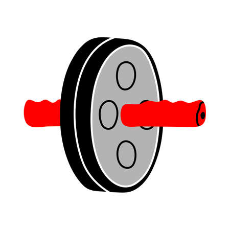 Hand drawn modern flat style vector illustration of wheel rollout, isolated on the white background. Design sport, gym, fitness, healthy lifestyle element for logo, emblem, sign, poster, card, banner.のイラスト素材