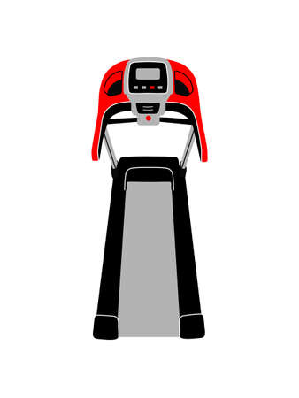 Hand drawn modern flat style vector illustration of Treadmill isolated on white background. Design sport, gym, fitness, healthy lifestyle for logo, emblem, sign, poster.のイラスト素材