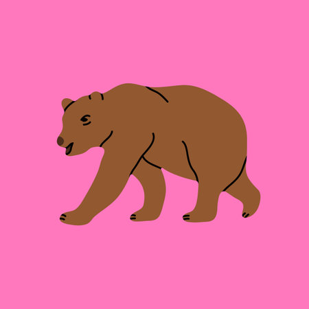 Bear icon element in modern flat line style. Hand drawn vector illustration of cryptocurrency market, animal, bearish market trend in crypto cartoon design. Simple badge, emblem, logo, decoration.のイラスト素材