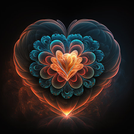 Generative AI, Ð¡hakra heart fantasy digital illustration. Love, feelings, charity, kindness, romantic Valentine's day concept. Glowing cosmic design.の素材
