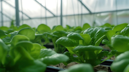 Generative AI, Lettuce macro photorealistic illustration, agricultural plants. Nature organic healthy farm food concept, horizontal banner.の素材