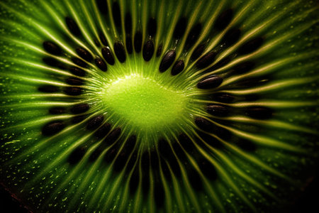 Generative AI, Macro Fresh Kiwi textured backgroundの素材