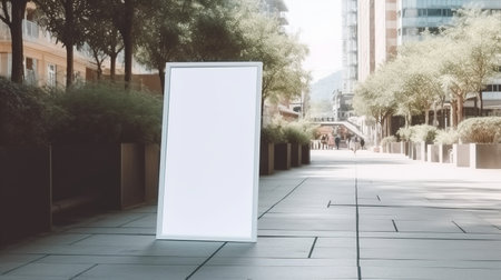 Generative AI, Realistic street big billboard or poster mock up blank for presentation advertising. Outdoor sign blank in the futuristic city, business conceptの素材
