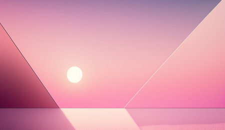 Generative AI, Beautiful gradient scene landscape with light pink color, horizontal wallpaper. Abstract background with clouds and horizonの素材