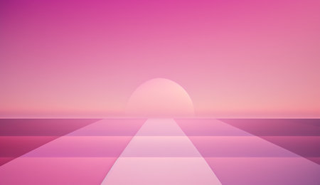 Generative AI, Beautiful gradient scene landscape with light pink color, horizontal wallpaper. Abstract background with clouds and horizonの素材