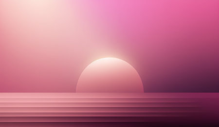 Generative AI, Beautiful gradient scene landscape with light pink color, horizontal wallpaper. Abstract background with clouds and horizonの素材