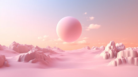 Generative AI, Pink magenta fantastic 3d clouds on the floor, sky and landscape. Gentle colors and bright lights.の素材