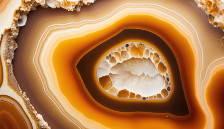 Generative AI, natural volcanic agate stones close-up light orange, apricot crush and golden texture. Wallpaper background, quartz marble, decorative rock pattern.の素材