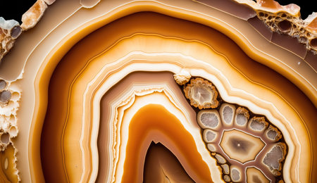 Generative AI, natural volcanic agate stones close-up light orange, apricot crush and golden texture. Wallpaper background, quartz marble, decorative rock pattern.の素材