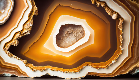 Generative AI, natural volcanic agate stones close-up light orange, apricot crush and golden texture. Wallpaper background, quartz marble, decorative rock pattern.の素材