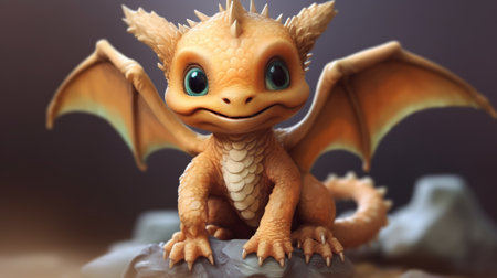 Generative AI, little tiny cute dragon. Symbol of 2024 year, New Year chinese horoscope animalの素材
