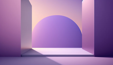 Generative AI, Beautiful gradient scene landscape with light purple, digital lavender color, horizontal wallpaper. abstract studio room geometric backgroundの素材