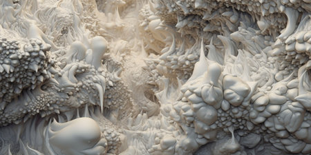 Generative AI, detailed close-up hot white and gray lava flow, magma texture of volcanic background.の素材