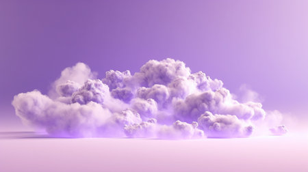 Generative AI, Purple, digital lavender color fantastic 3d clouds on the floor, sky and landscape. Gentle colors and bright lights.の素材