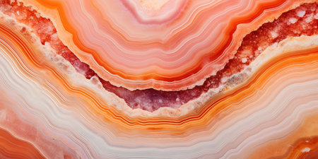 Generative AI, natural volcanic agate stones close-up light orange, apricot crush and golden texture. Wallpaper background, quartz marble, decorative rock pattern.の素材