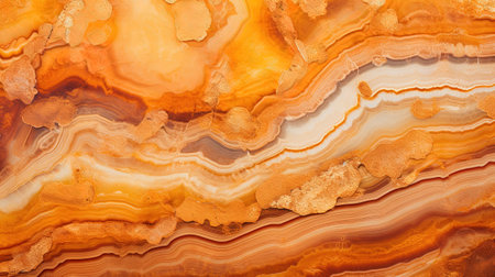 Generative AI, natural volcanic agate stones close-up light orange, apricot crush and golden texture. Wallpaper background, quartz marble, decorative rock pattern.の素材
