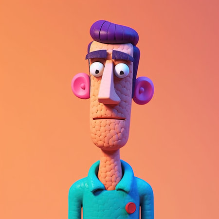 Generative AI, 3D plastic icon avatar cartoon character with beard or mustach, close up portraitの素材