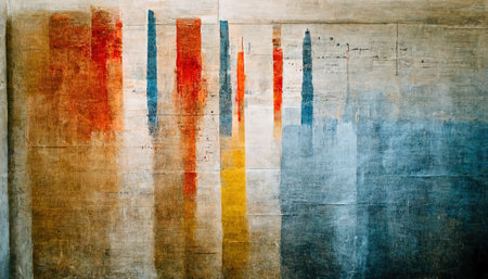 Generative AI, Colorful watercolor abstract painted background. Ink street graffiti art on a textured paper vintage background, washes and brush strokes.の素材